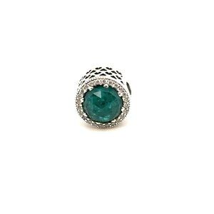 Pandora Sea Green Crystal Radiant Hearts Charm